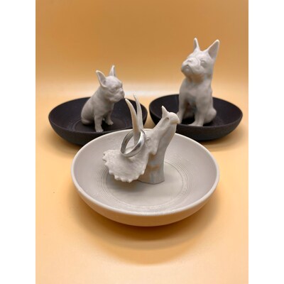 Ring Holder Dish| Bulldog or Triceratops Figurine|Rings Bracelets Organizer| Jewelry Ring Holder| Vanity Organizer|3D printed| Holiday Gift| - image2